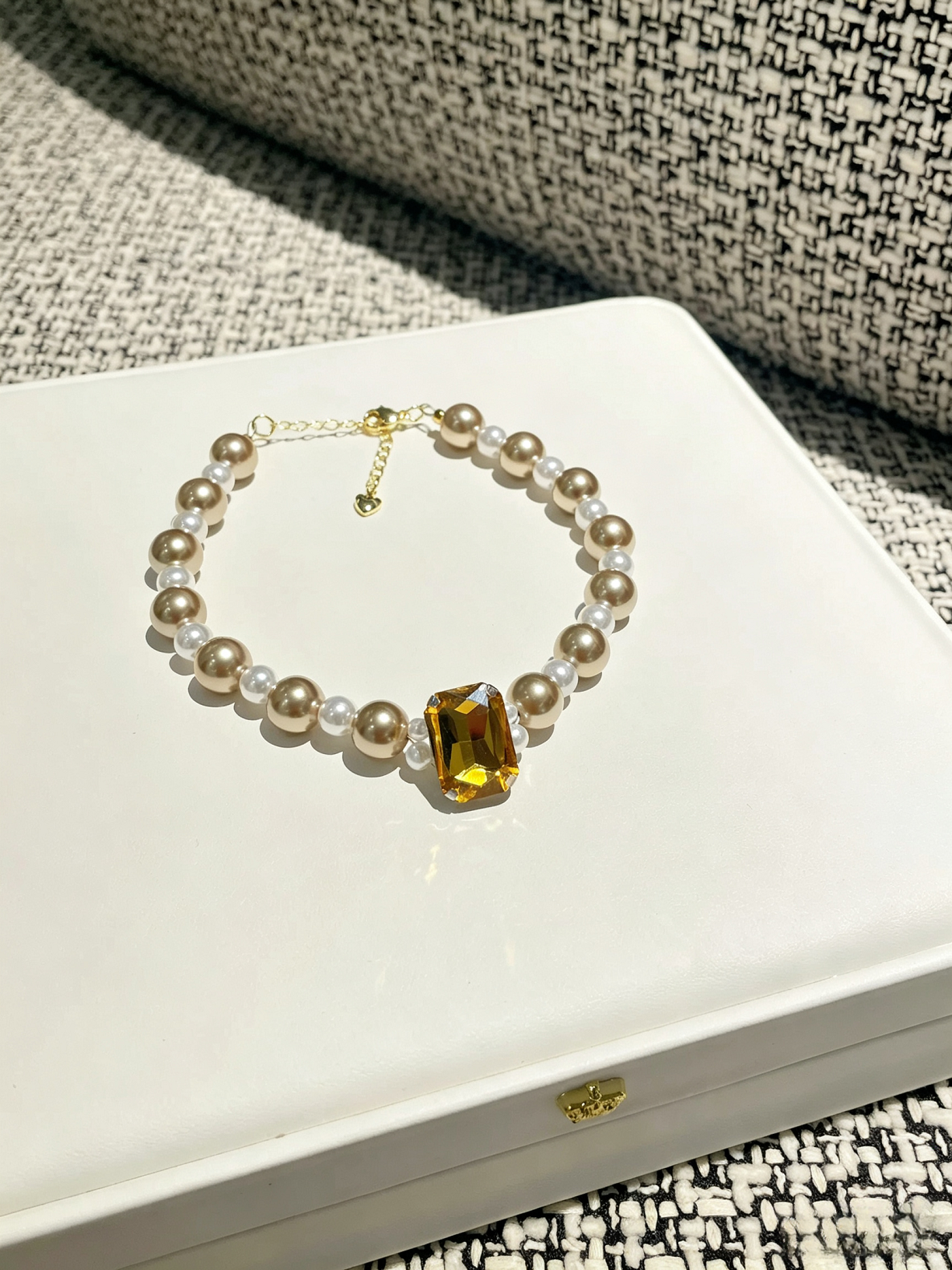 Amber Sugar Cube Pet Necklace