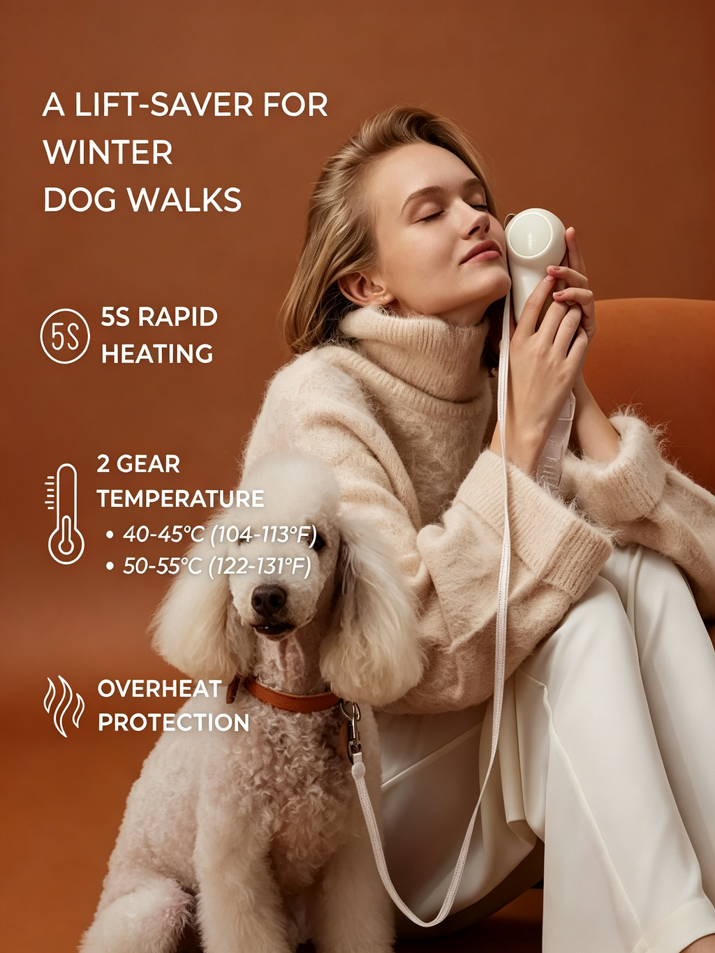 Automatic Retractable Hand Warmer Pet Leash