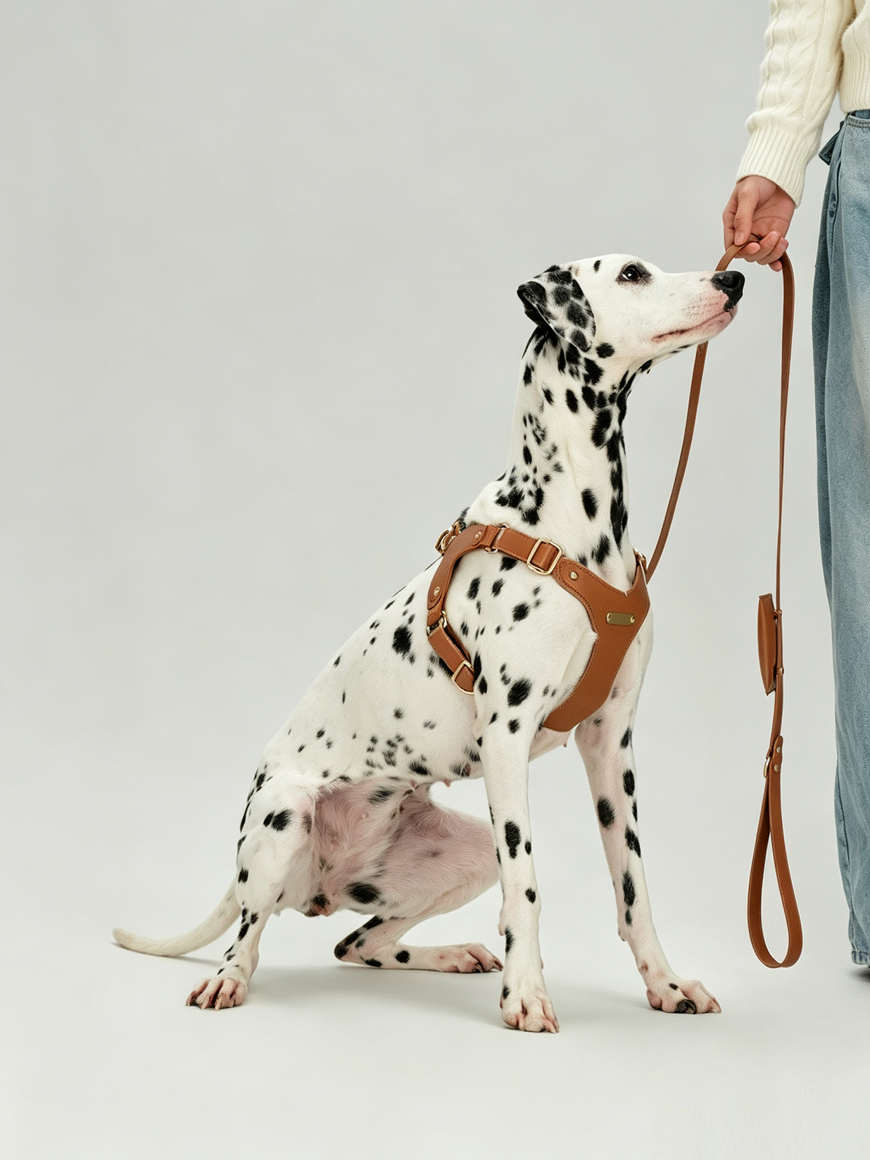 Breathable Soft Leather Pet Harness And Collar Set