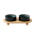 Ceramic Pet Double Bowl Tray Set