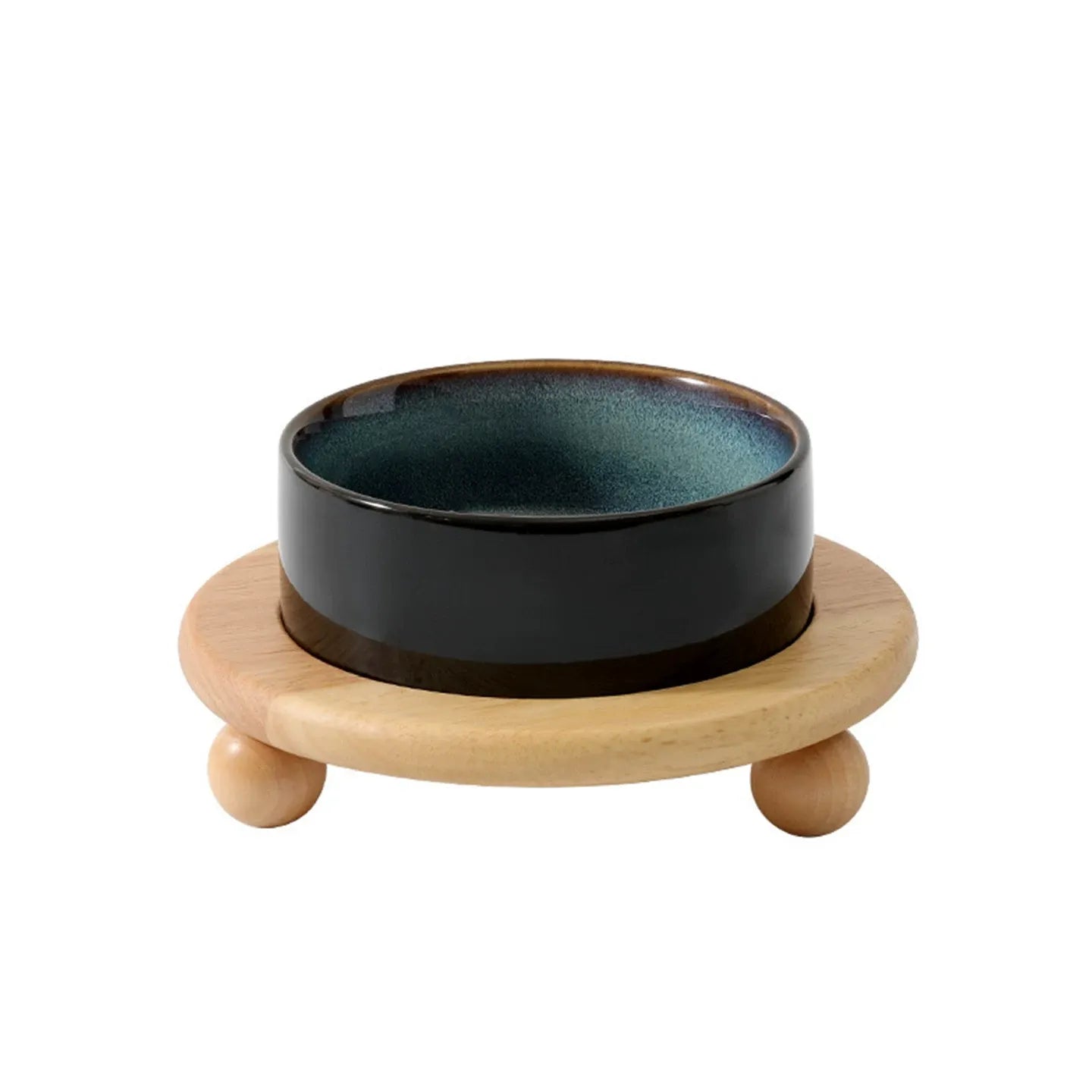 Ceramic Pet Double Bowl Tray Set