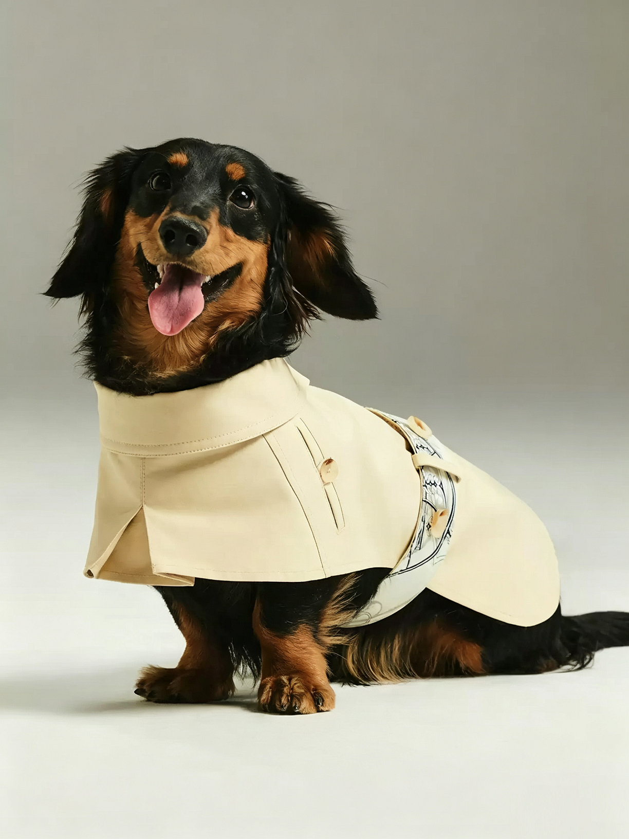 Color-Blocked Belted Pet Trench Coat