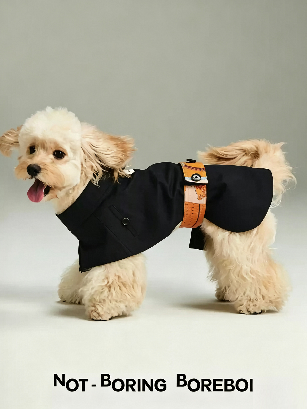 Color-Blocked Belted Pet Trench Coat