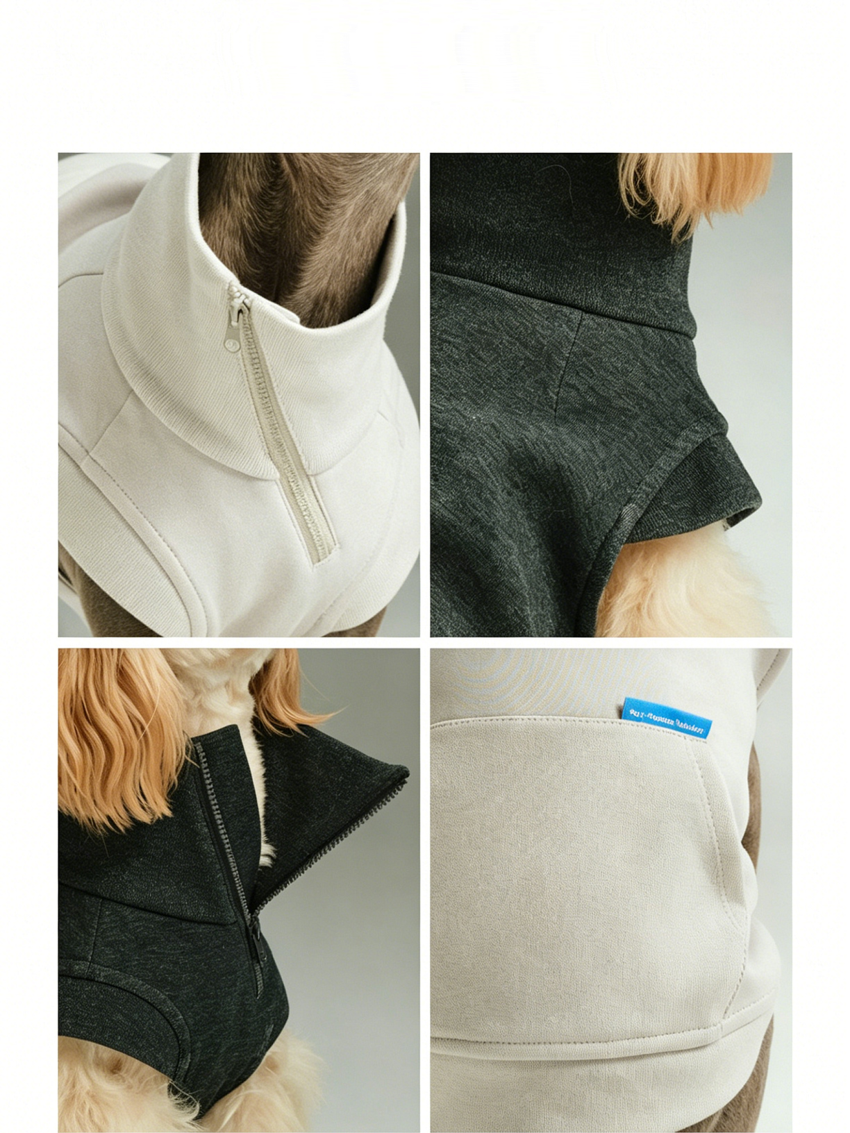 Color-blocked Lyocell turtleneck half-zip pet sweatshirt