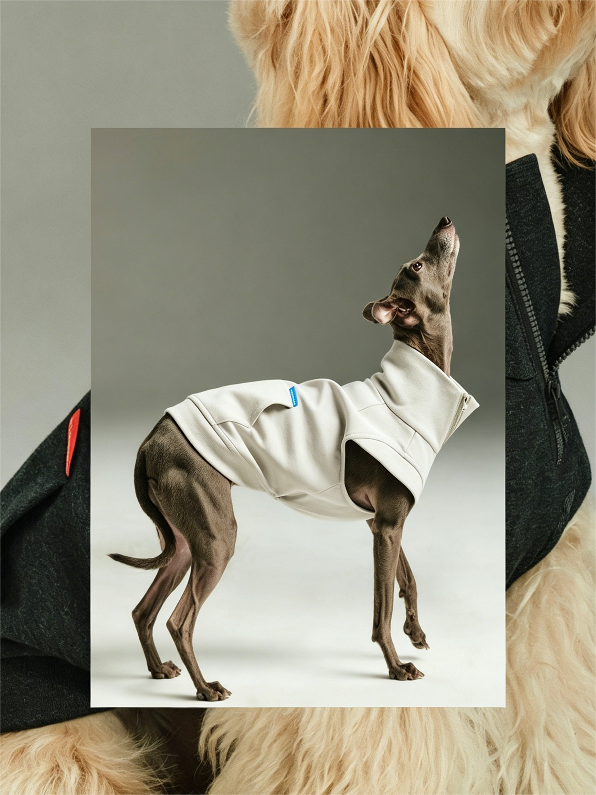 Color-blocked Lyocell turtleneck half-zip pet sweatshirt