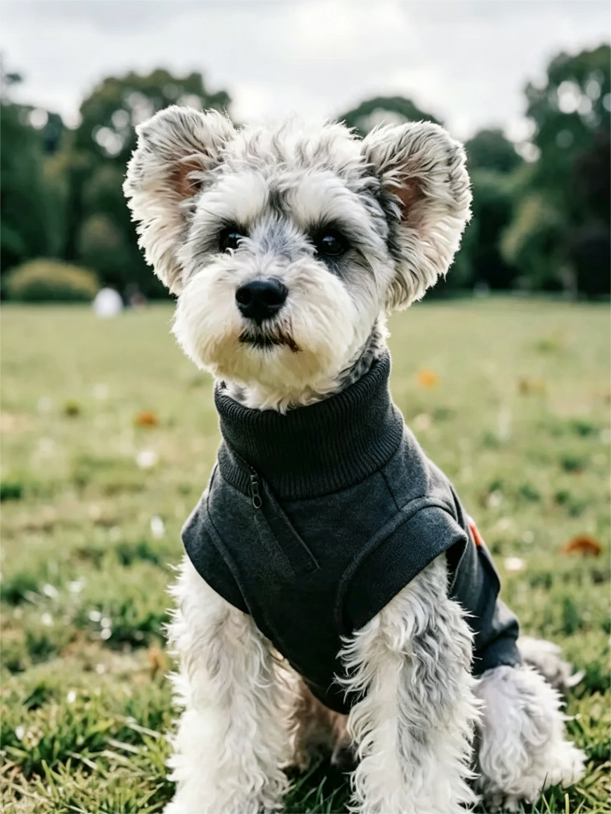 Color-blocked Lyocell turtleneck half-zip pet sweatshirt