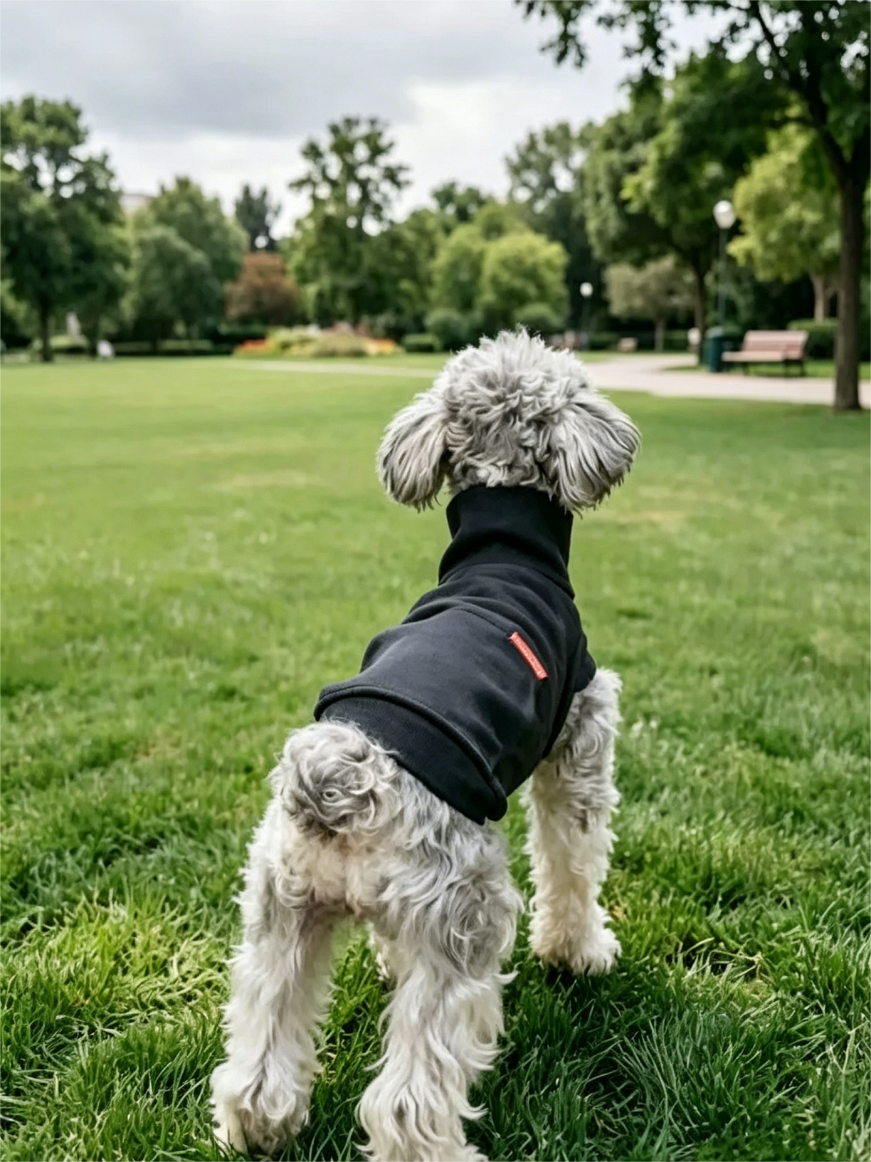 Color-blocked Lyocell turtleneck half-zip pet sweatshirt