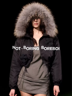 Cropped hooded down jacket