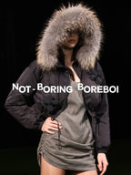 Cropped hooded down jacket