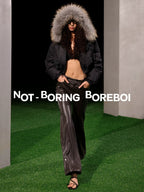 Cropped hooded down jacket