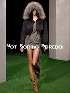 Cropped hooded down jacket