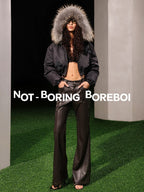 Cropped hooded down jacket