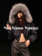 Cropped hooded down jacket