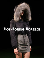 Cropped hooded down jacket