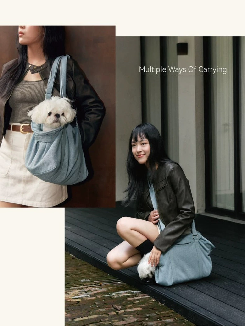 Denim Crossbody Pet Carrier Bag