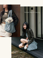 Denim Crossbody Pet Carrier Bag