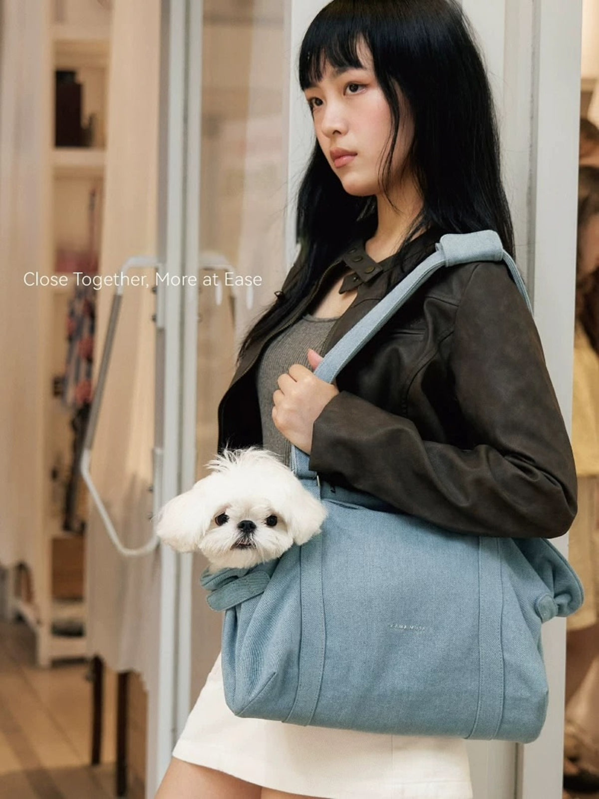Denim Crossbody Pet Carrier Bag