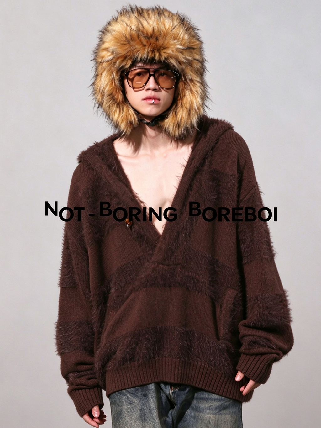 Dual-Yarn Hooded Knit
