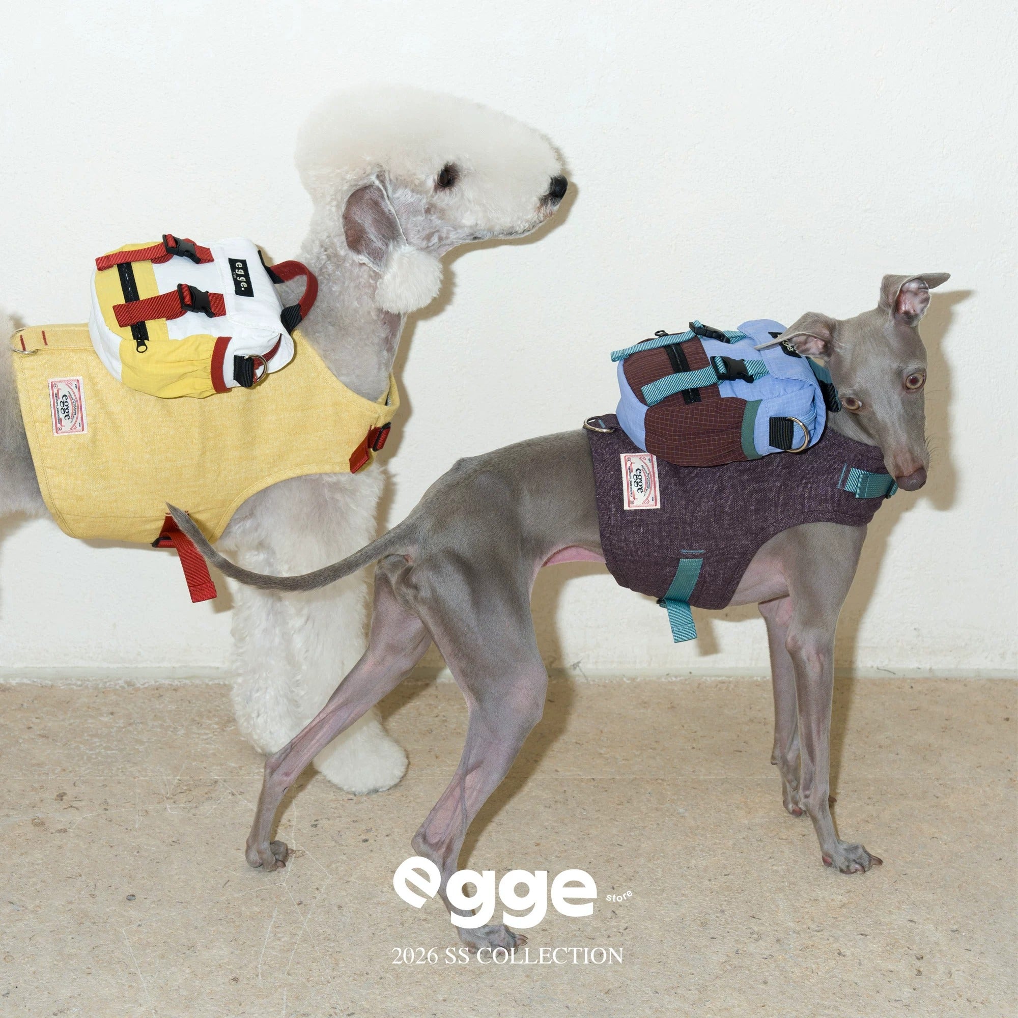 Egge Dog Vintage Color-Blocked Backpack Paired With Matching Harness