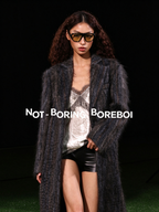 H-line double-faced wool coat with a rippled texture