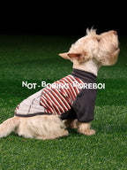Pet-Themed German-Style Color-Blocked Striped T-Shirt