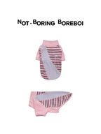 Pet-Themed German-Style Color-Blocked Striped T-Shirt
