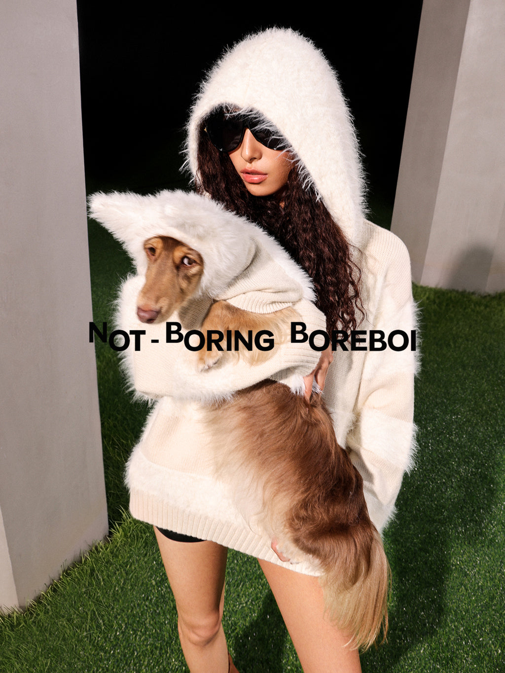 Pet Faux Mink Fur Patchwork Hooded Sweater
