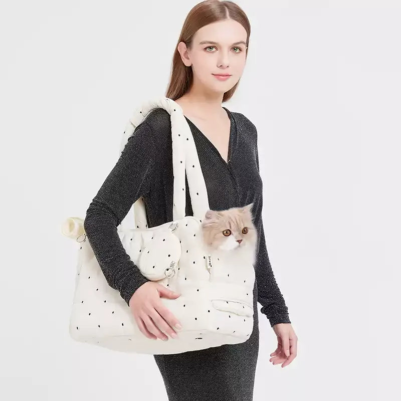 Pet Portable Handbag With Exposed Design, Suitable For Both Bathing And Travel, For Cats And Dogs