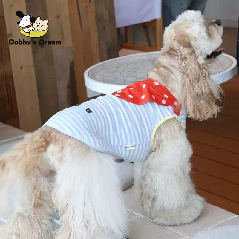 Pet Summer New Navy Striped Breathable Cool Elastic Vest Home Clothing