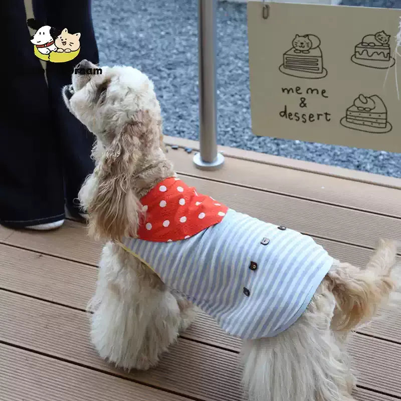 Pet Summer New Navy Striped Breathable Cool Elastic Vest Home Clothing