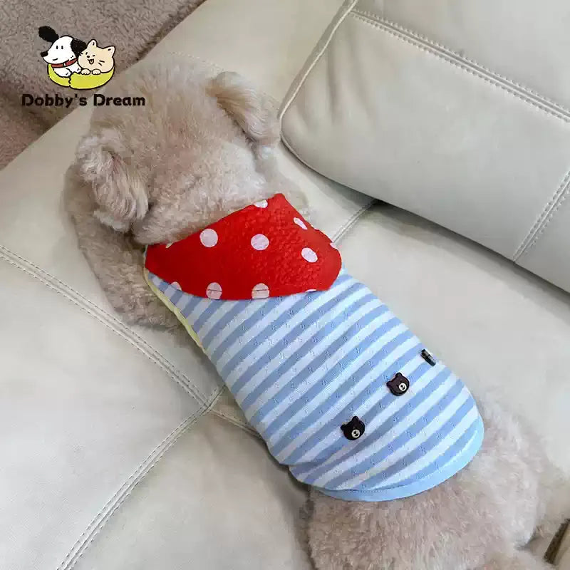 Pet Summer New Navy Striped Breathable Cool Elastic Vest Home Clothing