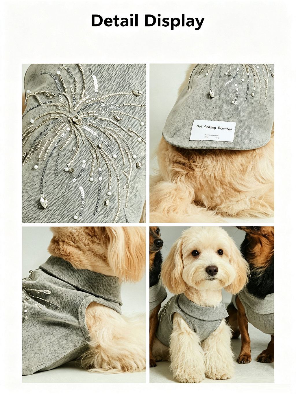 Sequined Denim Collared Pet Jacket