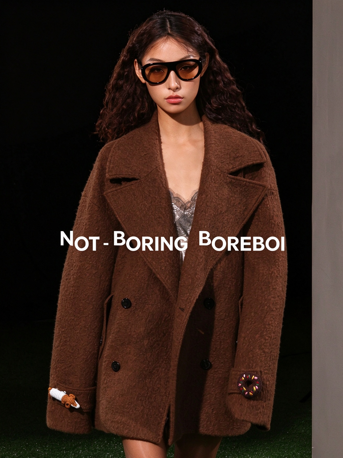 Sheep wool blend double breasted woolen coat for women