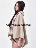 Short wool-blend cape coat
