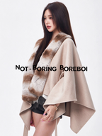 Short wool-blend cape coat