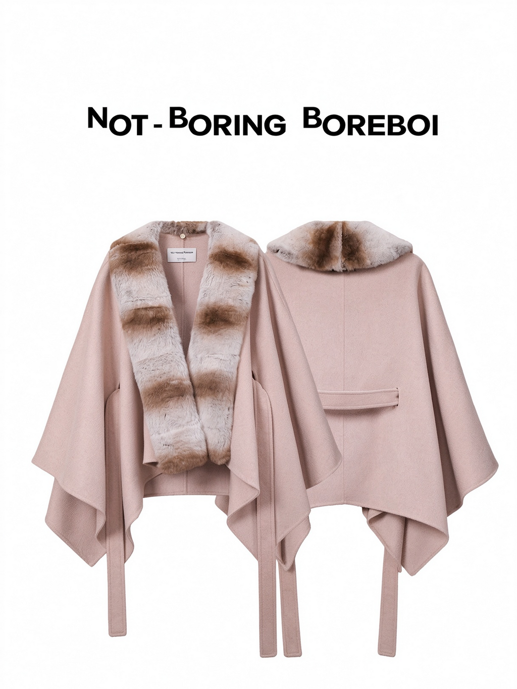 Short wool-blend cape coat