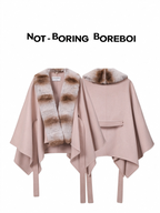 Short wool-blend cape coat