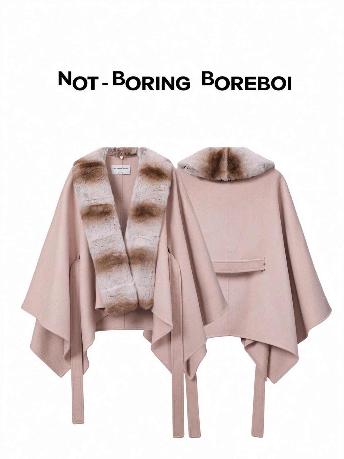 Short wool-blend cape coat