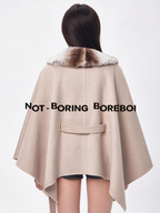 Short wool-blend cape coat
