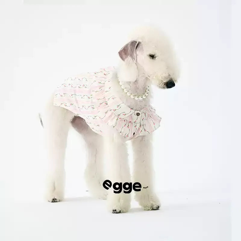 Egge Spring And Summer Sleeveless Floral Ruffle Pet Shirt