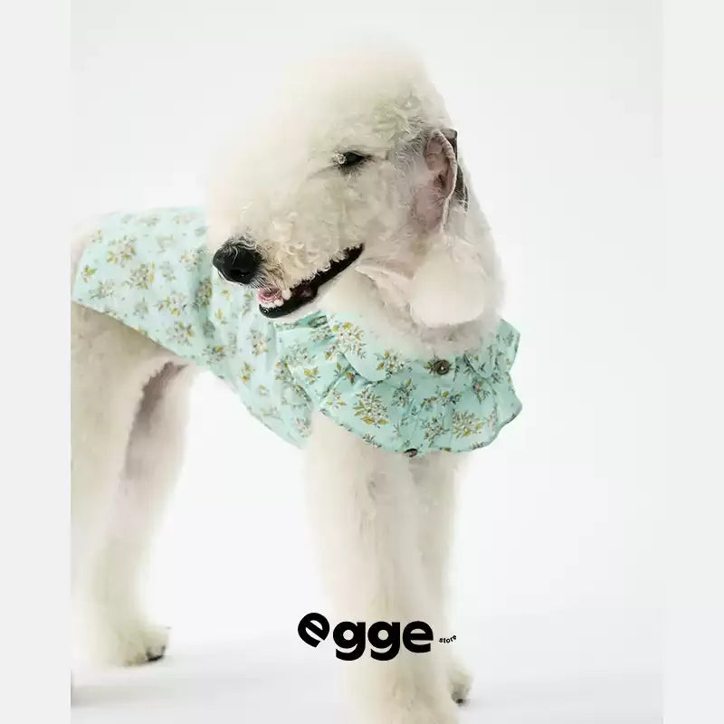 Egge Spring And Summer Sleeveless Floral Ruffle Pet Shirt