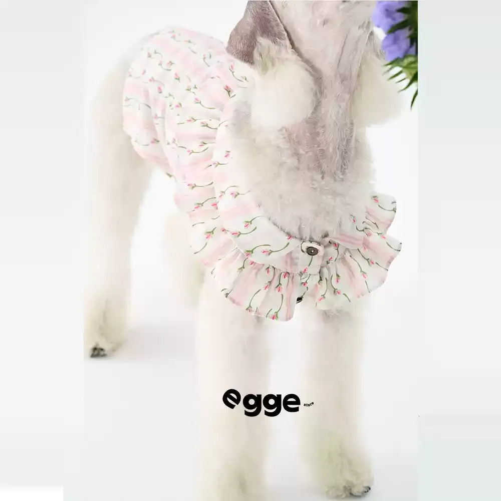 Egge Spring And Summer Sleeveless Floral Ruffle Pet Shirt