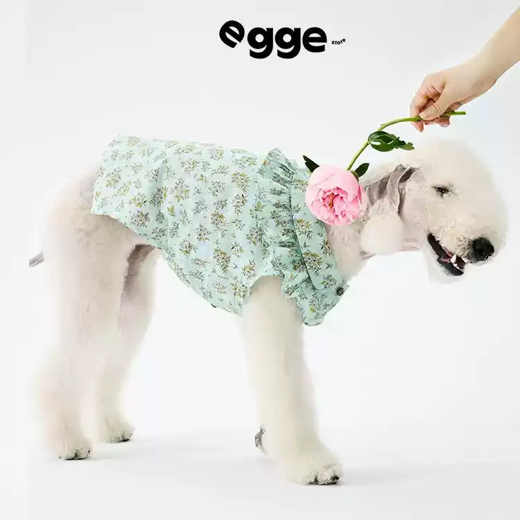 Egge Spring And Summer Sleeveless Floral Ruffle Pet Shirt