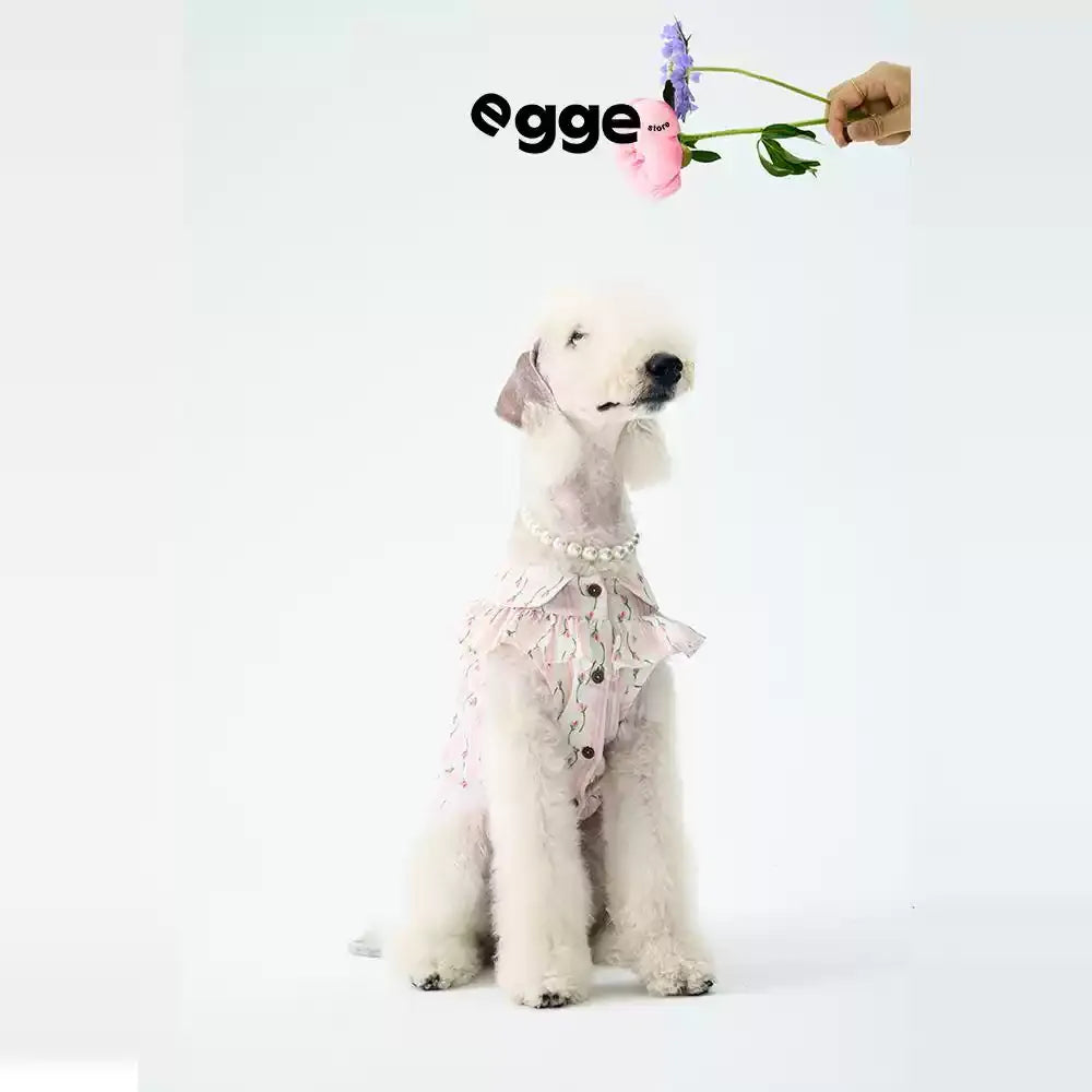 Egge Spring And Summer Sleeveless Floral Ruffle Pet Shirt