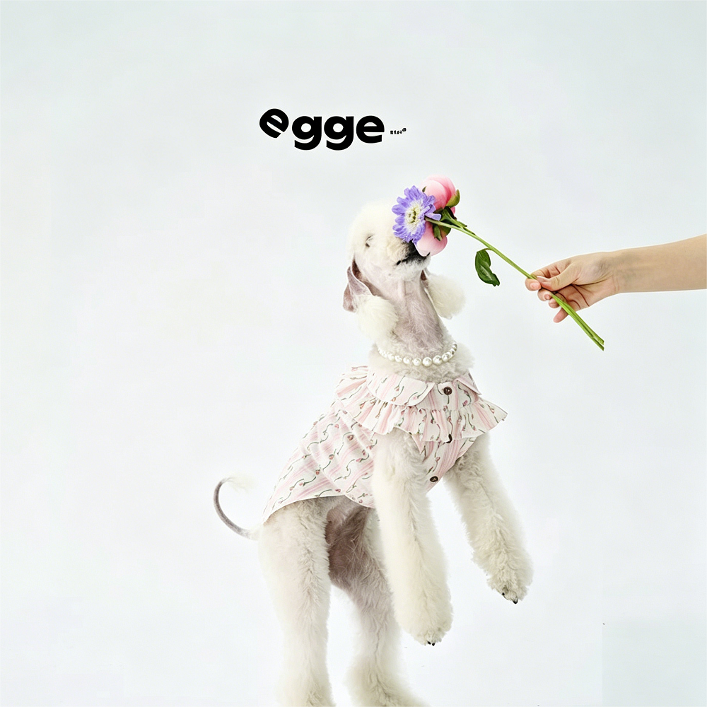 Egge Spring And Summer Sleeveless Floral Ruffle Pet Shirt
