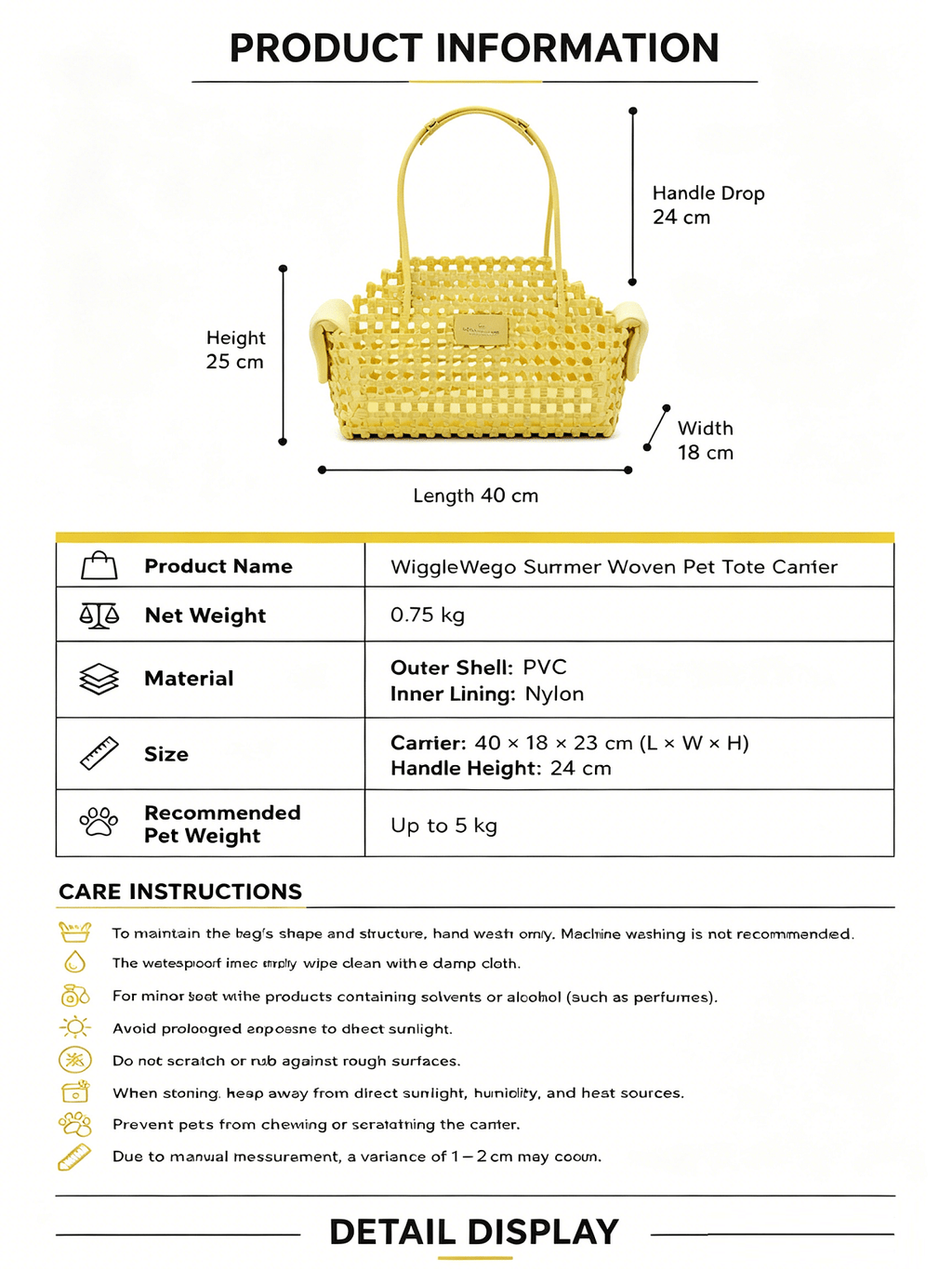 Summer Woven Pet Tote Bag