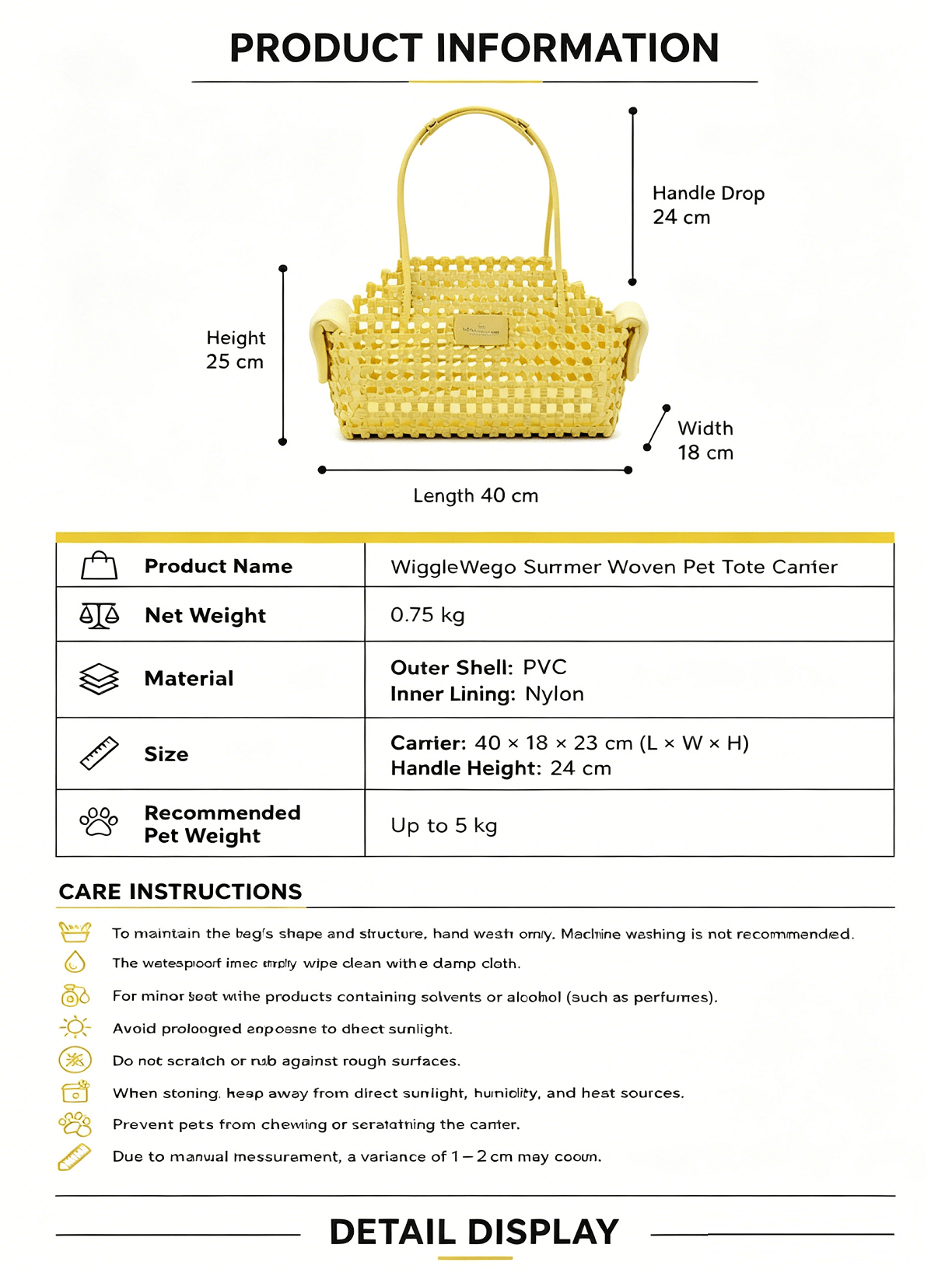 Summer Woven Pet Tote Bag