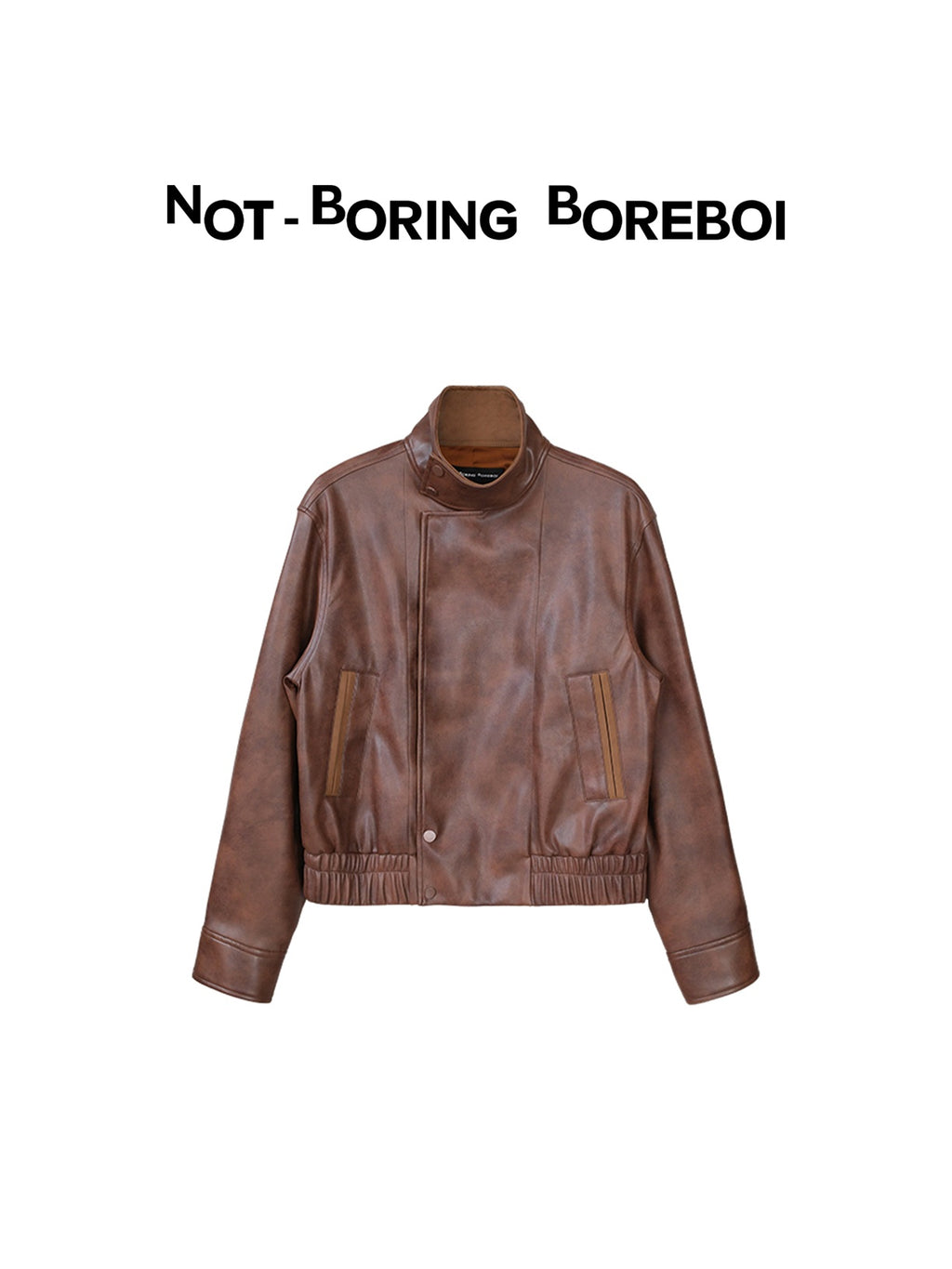 Vintage-style (brown-toned) leather biker jacket