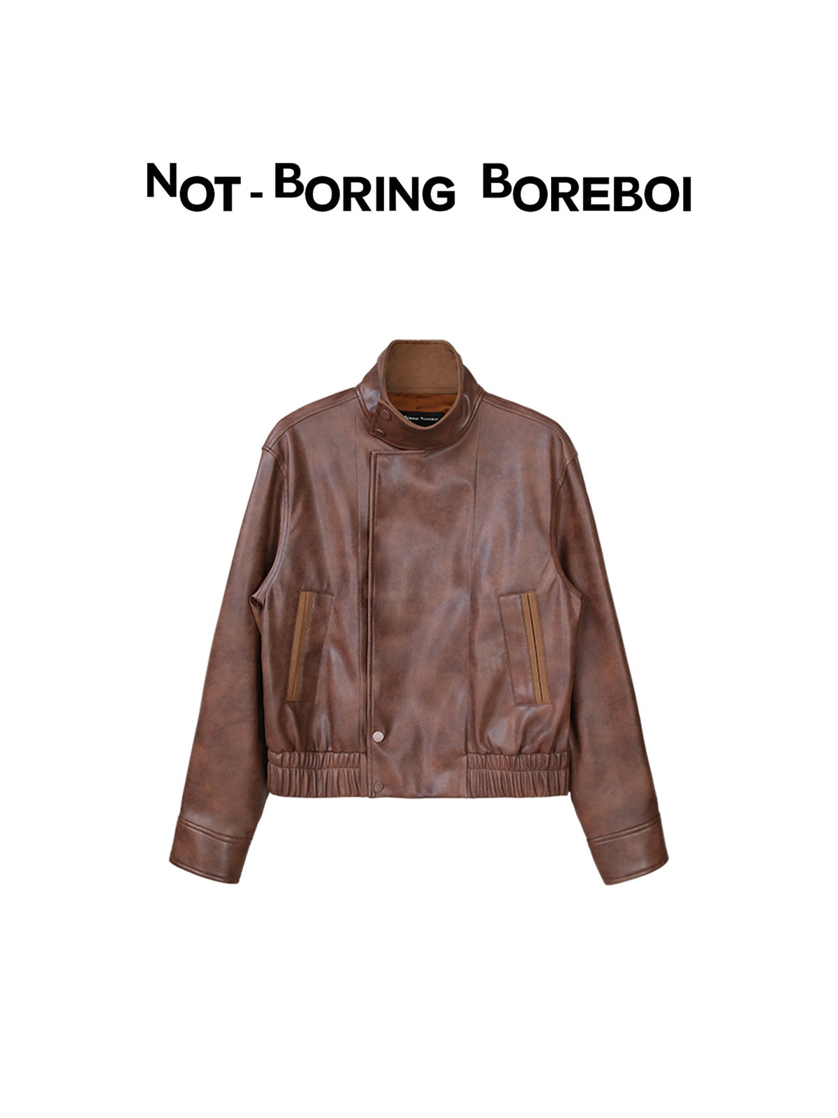 Vintage-style (brown-toned) leather biker jacket