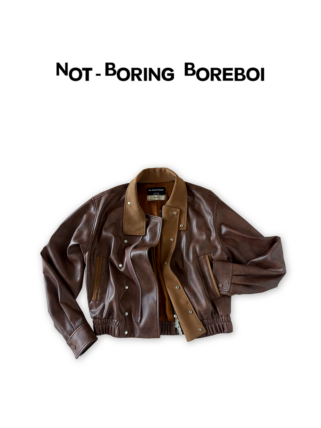 Vintage-style (brown-toned) leather biker jacket